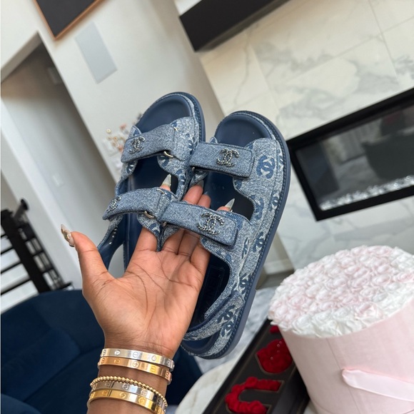 CHANEL Blue Denim Sandals - Picture 7 of 9